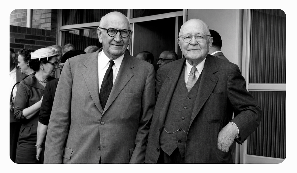 Duke Power presidents Norman Cocke and Garland Allen. Lake Norman north of Charlotte, N.C., is named after Cocke and Allen Steam Station in Belmont, N.C., is named in Allen's honor.