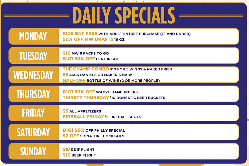 Waltrip's Daily Specials