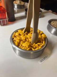  goldfish crackers on the salad bar